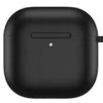 Чехол силиконовый Gurdini Silicone Case с карабином для AirPods 4 Черный