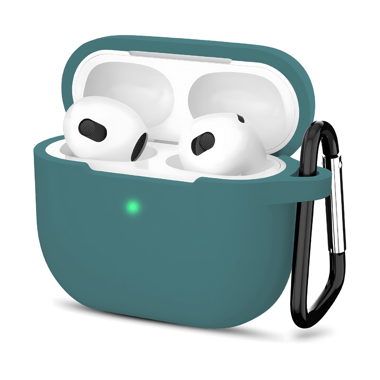 Чехол силиконовый Gurdini Silicone Case с карабином для AirPods 4 Зеленый Чехол силиконовый Gurdini Silicone Case с карабином для AirPods 4 Зеленый