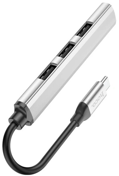 Мультипорт Hoco HB26 Type-C to 1xUSB 3.0 3xUSB 2.0 Серебристый